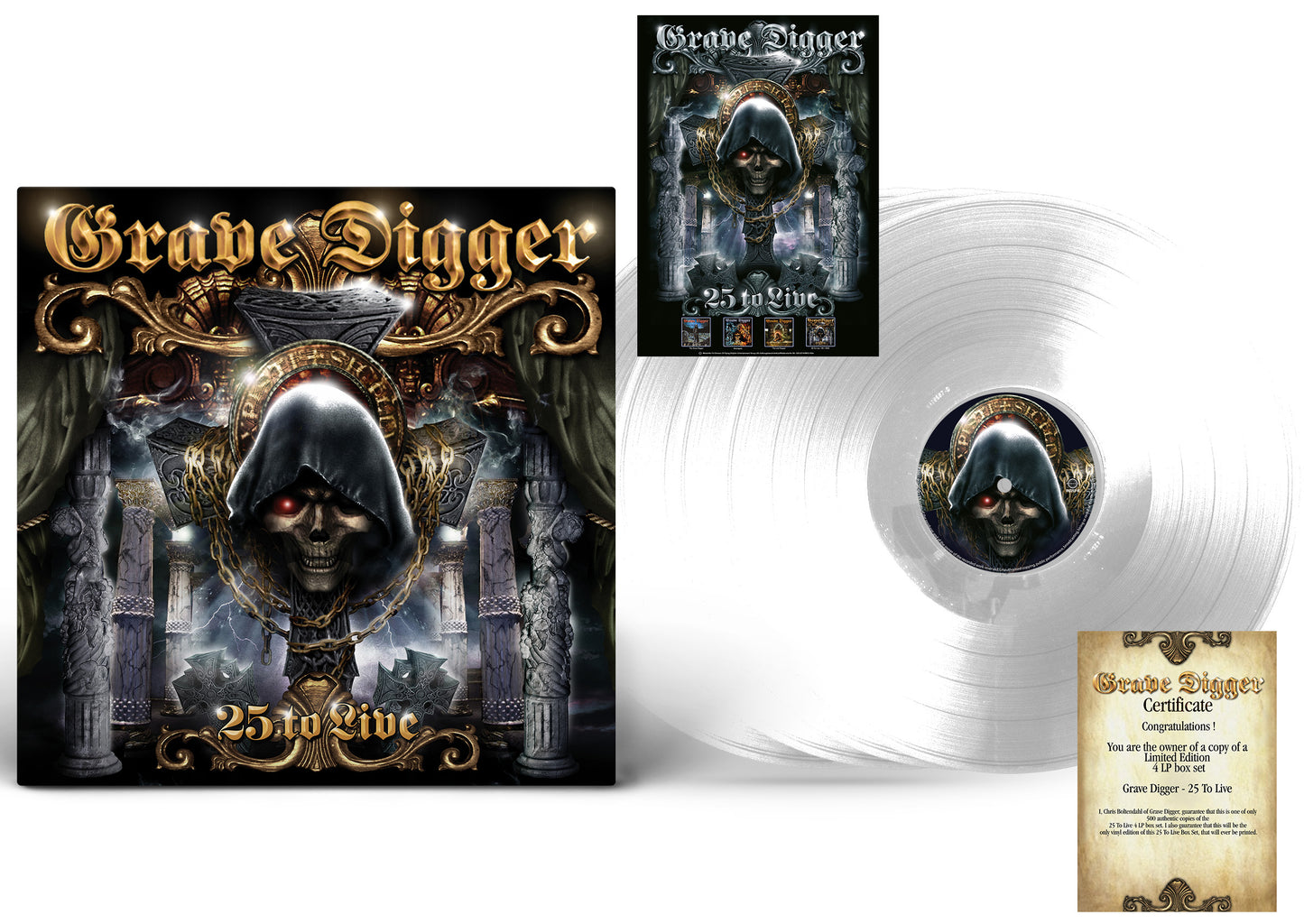 Grave Digger - 25 To Live (Ltd. 4LP Box Set/Crystal Clear+Poster)